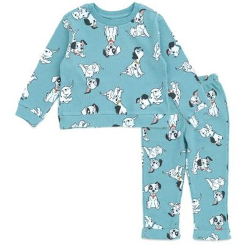 Disney 101 Dalmatians Infant Baby Boys Waffle Knit Pullover Sweatshirt and Jogger Pants Outfit Set Pale Teal 18 Months