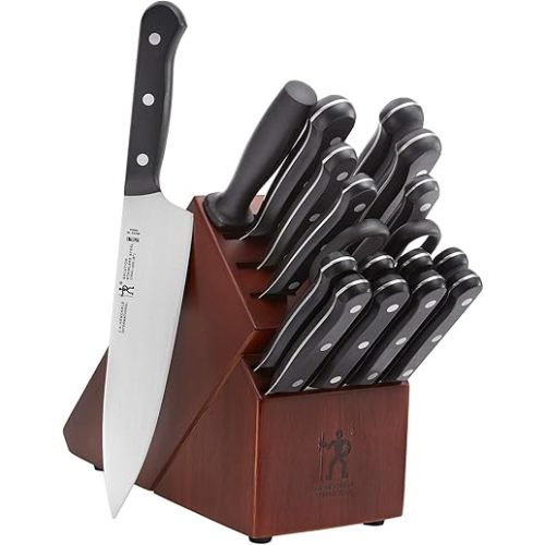 HENCKELS Solution Razor-Sharp 18-pc Knife Set, Chef Knife, Bread Knife, Steak Knife, German Engineered Informed by 100+ Years of Mastery, Brown