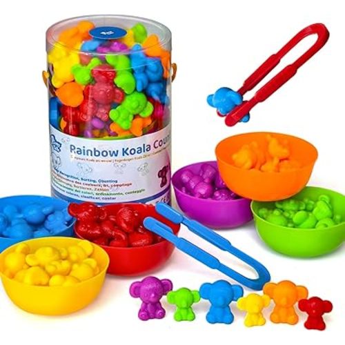 Counting Toys for Toddlers, Rainbow Koala Counters w/Sorting Bowls, Color Sorting, Counting & Math Manipulatives, Preschool Homeschool & Classroom Early Learning Supplies