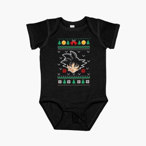 LuvlyVintage Goku Ugly Pattern Short Sleeve Baby One-Piece, New Born, Baby Shower Gift, New Parents Gift