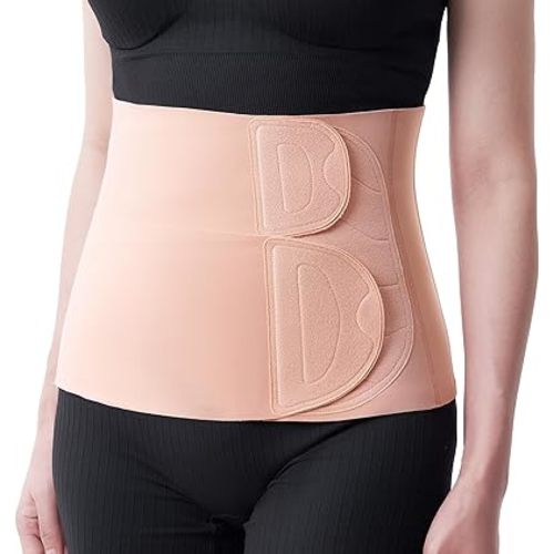 Momcozy Ergowrap Postpartum Belly Band, 3D Abdomen Lifting & Ergonomic Back Support Abdominal Binder, Seamless & Invisible Wrap Shapewear for Postpartum C-Section Recovery, Daily Wear, Exercise