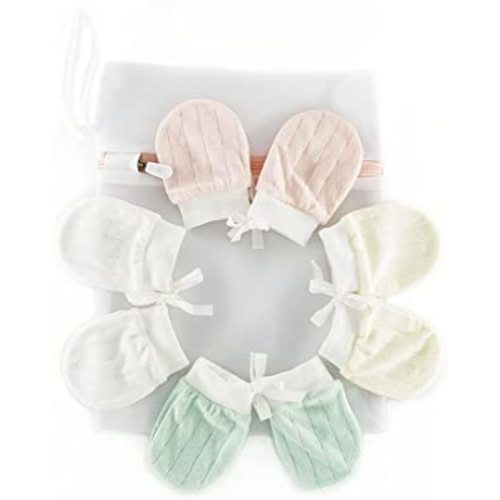 100% cotton Infant Hand Mittens,Newborn Mittens Girl,0-6 Months,4Pairs, Pink, free size