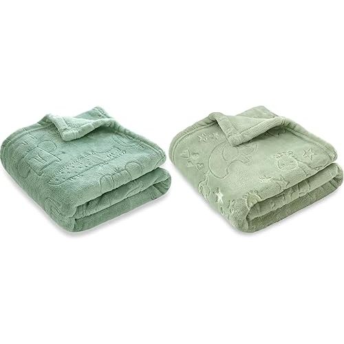 BORITAR 2 Pack Baby Blanket Elephant Animal for Boys Girls Ultra Soft Fleece Warm and Lightweight Blankets for Infant Toddler Newborn, 30x40 Inch