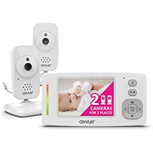 Amazon.com: Axvue Video Baby Monitor, Slim Handheld, Non-Slip Design, 2.8" Horizontal Screen Monitor & 2 Camera, Range up to 1000ft, 12 Hour Battery Life, 2-Way Talk, Night Vision, Temperature Monitor, No WiFi. : Baby