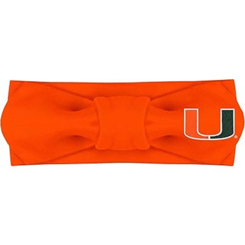 Creative Knitwear Miami Hurricanes Infant Girls Orange Solid Hair Knot Headband Embroidered Logo - Size Newborn - 4T