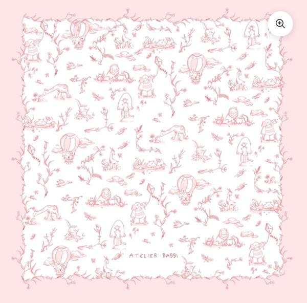 Toile De Jouy/Pink Muslin Swaddle | Double-Layer Baby Blanket