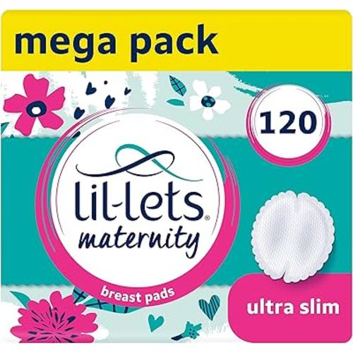 Lil-Lets Breast Pads – 120 Individually Wrapped, Ultra-Thin, Absorbent & Fragrance-Free – Comfort & Protection for Nursing Moms Postpartum –Maximum Adhesion for Leak & Chafing Nipple Protection