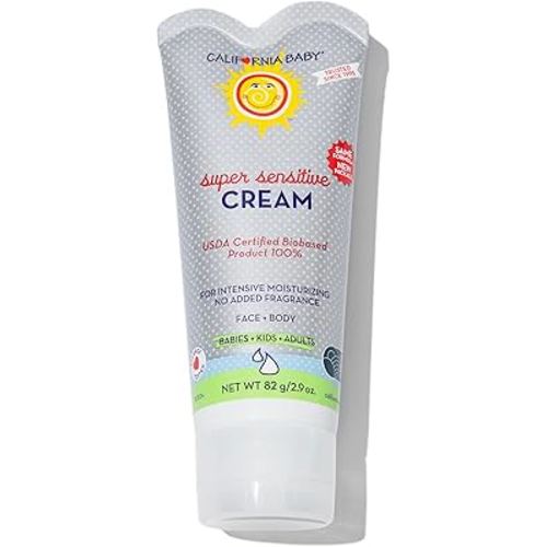 California Baby Super Sensitive Unscented Cream | 100% Plant-Based Moisturizer | Soothing Baby Lotion For Newborn | Hypoallergenic | 2.9 oz / 82 g