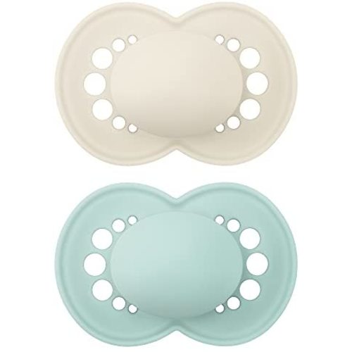 MAM Original Matte Pacifier (2 Pack, 1 Sterilizing Pacifier Case), Pacifiers 6 Plus Months, Unisex Baby Pacifier, Best Pacifiers for Breastfed Babies, Sterilizing Storage Case