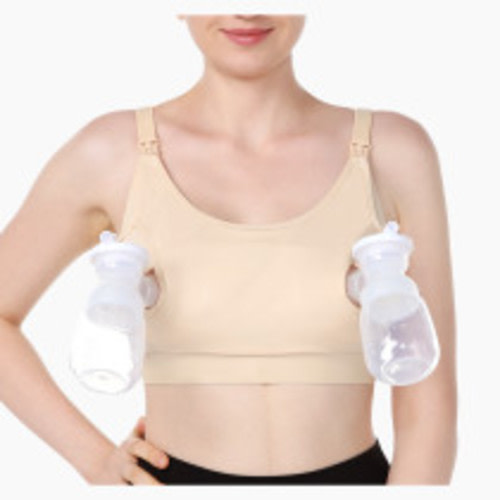 Momcozy Hands-Free Pumping Bra - Beige, L