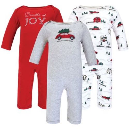 Hudson Baby Unisex Baby Cotton Coveralls, Christmas Scene, 0-3 Months