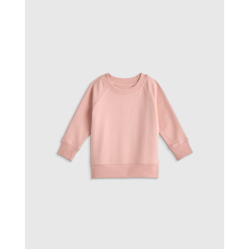 Organic Cotton French Terry Crew Neck Sweatshirt - Baby in Pink Rose