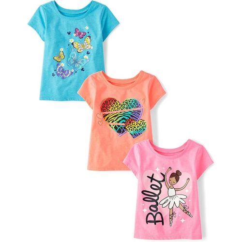 The Children's Place Baby Girls' and Toddler Assorted Everyday Short Sleeve Graphic T-Shirts,multipacks