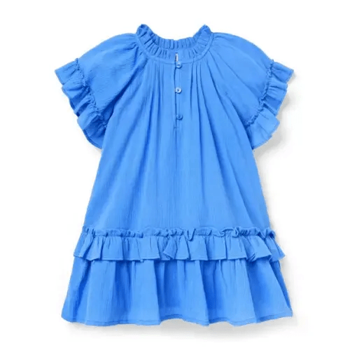 Girl Blue Backdrop The Ruffle Gauze Dress by Janie and Jack
