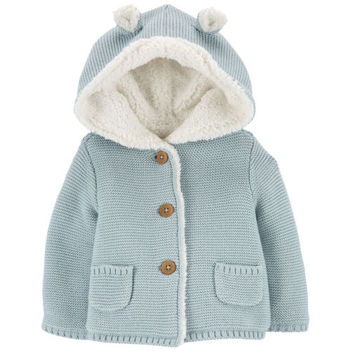 Blue Baby Sherpa-Lined Hooded Jacket | Carter’s Oshkosh Canada