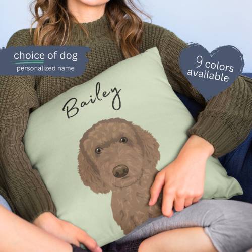 Goldendoodle Pillow, Custom Dog Portrait Cushion, Pet Owner Gift Idea, Personaliazed Pooch Face Pillows, Doggie Home Decor Throw Cushions