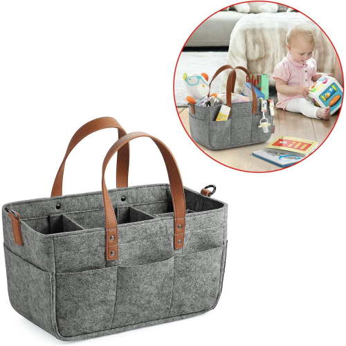Your Holiday gray Foldable Storage Bag Portable Lightweight Multifunction Changeable Compartments Felt Diaper Tote Large Capacity Dark Gray Felt Bag Organizer #q35q6