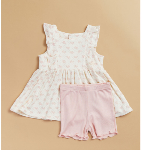 Annie Mini Bows Dress Set in Pink | Tullabee