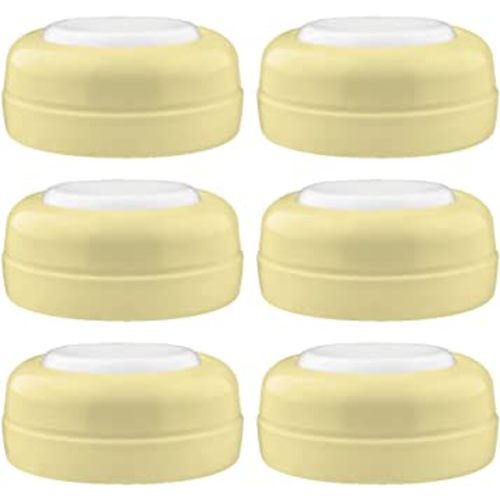 Maymom Screw Lids Aka Travel Caps with Rewritable Sealing Disc Compatible with Avent, Maymom Wide Mouth Bottles; Cap Replace Avent Natural Bottle Sealing Ring and Sealing Disc, 6pcs. (Yellow)