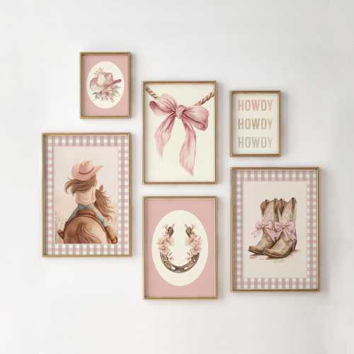 Cowgirl Wall Art, Western Girl Room Decor, Girl Nursery Wall Art, Cowgirl Set of 6