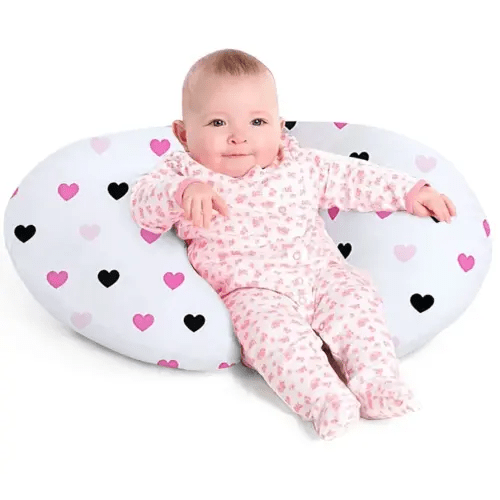 Nursing Pillow, Breast Feeding Pillows for Mom, Rose Red Hearts Soft Cover with Breathable Filling, Feeding Support Pillow for 0-12 Months, Multifunctional Support Cushion for Travel (Sweet Hearts)