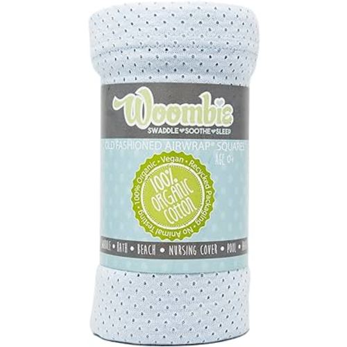 Woombie Organic Baby Swaddling Blanket | Lightweight Baby Swaddle for Girls or Boys| Organic Receiving Blanket, Blissful Blue