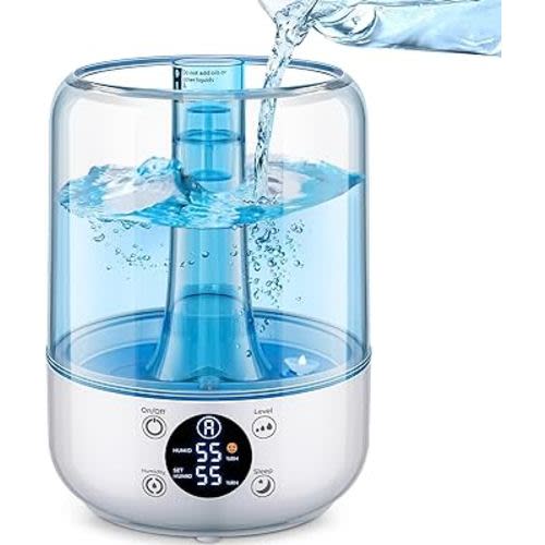 HiLIFE Humidifiers for Bedroom, 3 Times Fog Coverage, 3.2L Ultrasonic Cool Mist Humidifiers for Home Baby Nursery & Plants, Top Fill Air Humidifier Lasts Up to 35 Hours, Auto Shut-Off