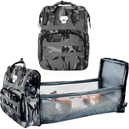 Camo Diaper Bag Backpack with Foldable Changing Station & Storage