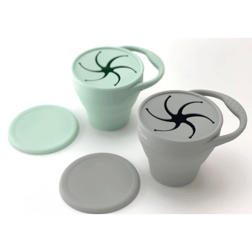 Collapsable Silicone Snack Cups – Sage & Sand - otterlove by Platinum Pure | Premium Platinum Silicone Products for Babies & Toddlers