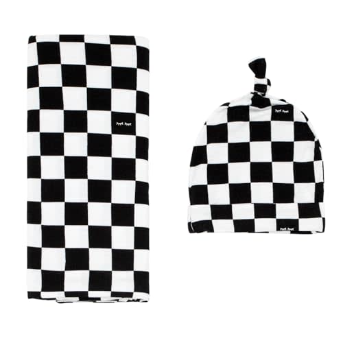 Little Sleepies Swaddle & Hat Set, Baby Swaddles Newborns, Soft Viscose from Bamboo Swaddle Blanket Wrap (Checks)