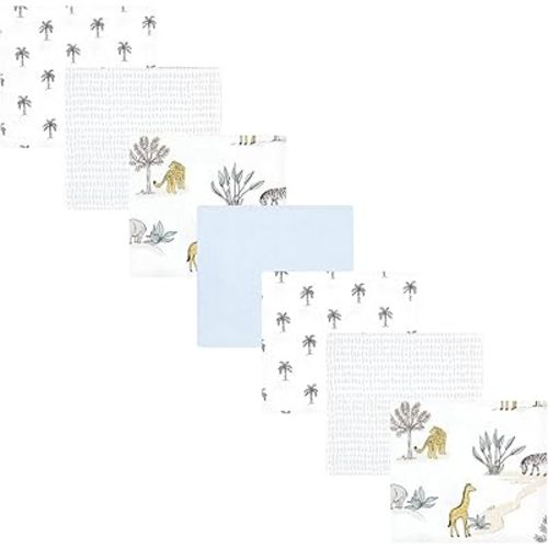 Hudson Baby Unisex Baby Cotton Flannel Receiving Blankets Bundle, Boy Safari World, One Size