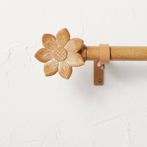 Flower Faux Wood Curtain Rod Natural Wood - Opalhouse™ designed with Jungalow™, Size: 66"-120"