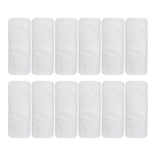 ALVABABY 12pcs Microfiber Inserts,Soft Cloth Diaper Liner,3-Layer Absorbent Inserts,Reusable for Baby Cloth Diapers 12T