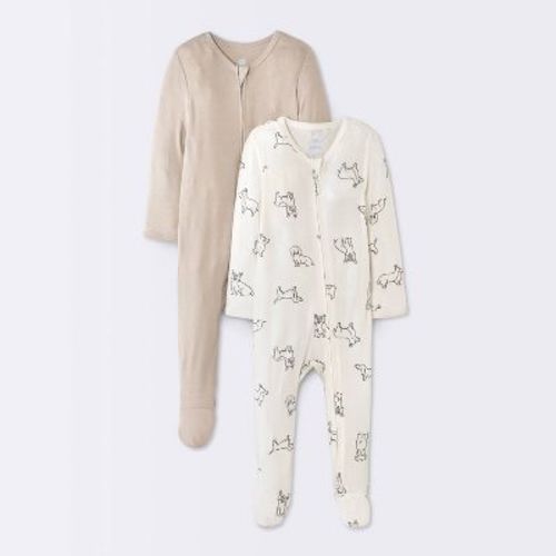 Baby Boys' 2pk Dogs So Very Soft Modal Sleep N' Play - Cloud Island™ Cream 0-3M