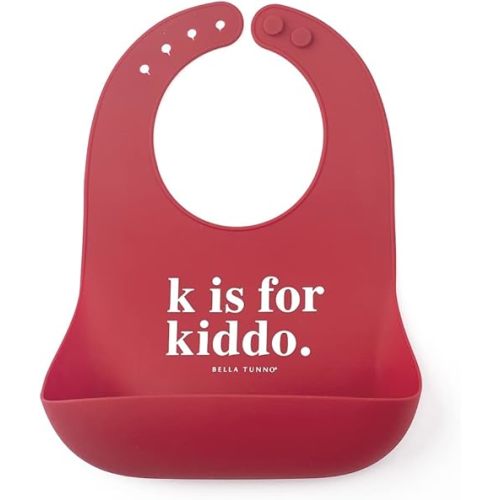 Bella Tunno Wonder Bib – Waterproof Silicone Bibs for Boys & Girls, Non-toxic & BPA Free Silicone Baby Bibs & Toddler Bibs with Adjustable Neck, Easy to Clean (K for Kiddo)