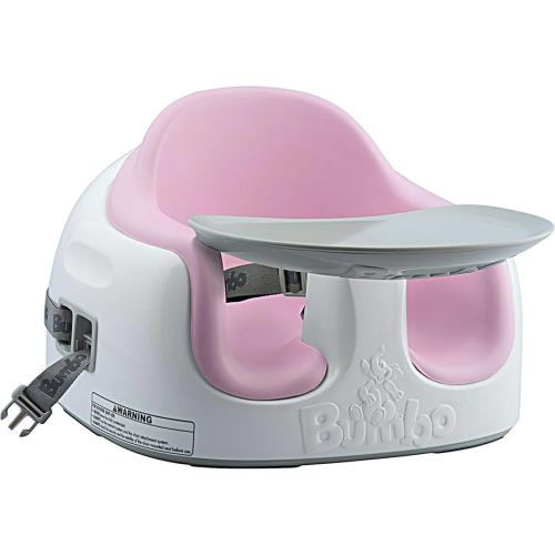 Bumbo 3-in-1 Multi-Seat for 6 to 36 Months, Travel Baby Feeding & Play Floor Seat, All-in-One Portable Booster with Tray & Toddler High Chair, Cradle Pink