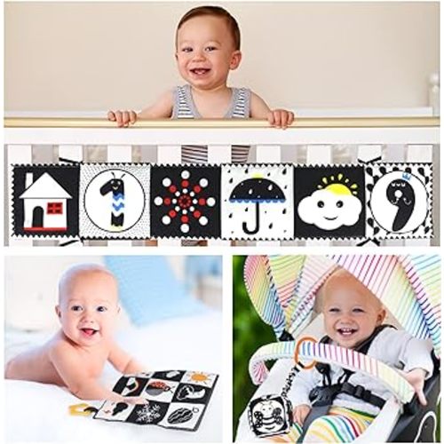 Black and White High Contrast Baby Toys 0-3 Months for Newborn, Montessori Toys Sensory Infant Tummy Time Toys Baby Essentials 0-6 Gifts - S1(NORMAL)