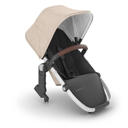 UPPAbaby RumbleSeat V2+ Second Lower Seat/Compatible with Vista V2 and Vista V3 / Adapters, Bumper Bar, Bug Shield Included/Declan (Oat Mélange/Silver Frame/Chestnut Leather)