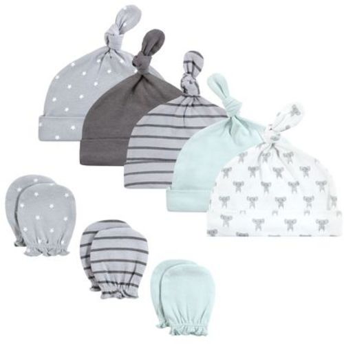 Hudson Baby Unisex Baby Cotton Cap And Scratch Mitten Set, Modern Elephant, 0-6 Months
