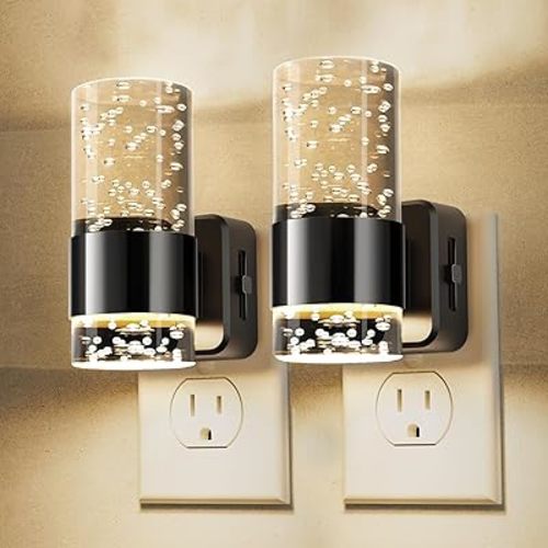 L LOHAS LED Night Lights Plug into Wall, Dimmable Night Light with Dusk to Dawn Sensor, Acrylic Night Light with Warm Light 3000K, Wall Sconce-Style Design Nightlight for Bedroom, Hallway, 2-Pack