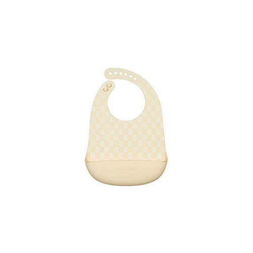 Loulou Lollipop Silicone Bib Printed Neutral Checkboard