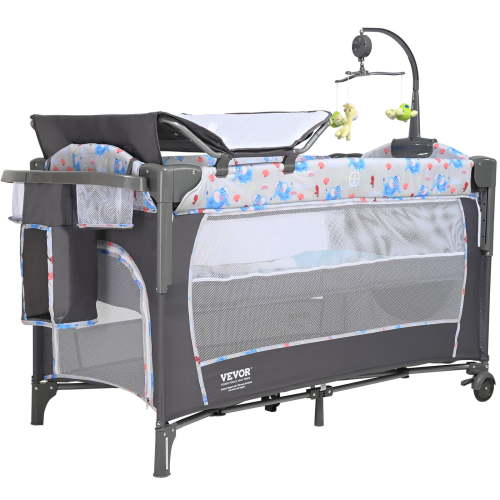 VEVOR Baby Bassinet, 77 lbs Load Capacity, Easy to Fold Portable Baby Bassinet Bedside Sleeper with Storage Basket and Wheels, Baby Cradle Bedside Crib with Mosquito Net for Infant Newborn Girl Boy
