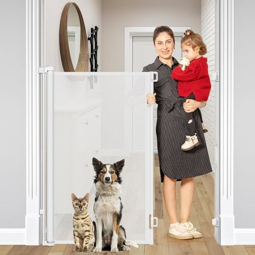 48 Inch Extra Tall Retractable Baby Gate, White