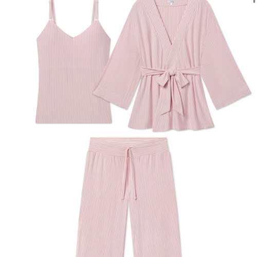 LAKE | Women | DreamModal Pajamas | Carnation Pencil Stripe Maternity Kimono Bundle