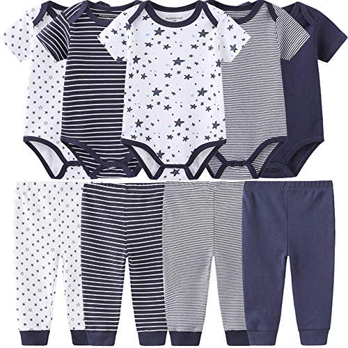 Baby Layette Set Baby Boys' 9-Piece Bodysuits Pants Set Toddler Girl Boy Unisex Baby Gift Sets
