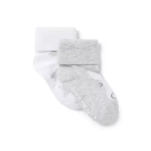 Baby Classic Grey Heather And White Baby Bunny Sock 2-Pack by Janie and Jack