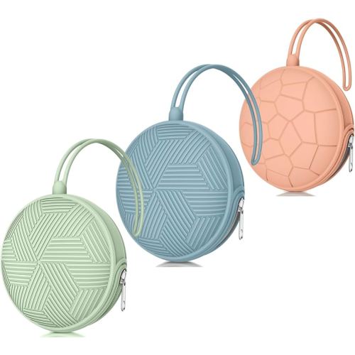 Smlpuame 3 Pack Portable Pacifier Holder Case Set, Cover Pouch Bag for Diaper Bags, Baby Carriage Storage Container Box, Easy to Clean (Blue+Muted Red+Mint)