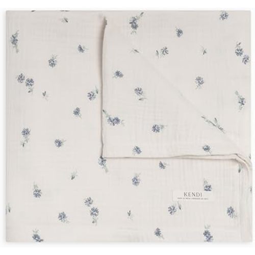 Colored Organics Baby Organic Cotton Swaddle - Infant Receiving Blanket - Elena Floral/Lilla Muslin