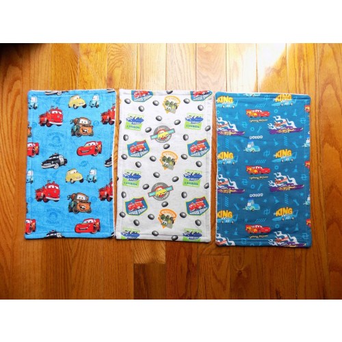 Set of 3 Cars Movie Burp Cloths - Baby Shower Gift
