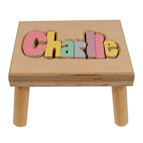 Hollow Woodworks Personalized Puzzle Stool | Modern Nursery™